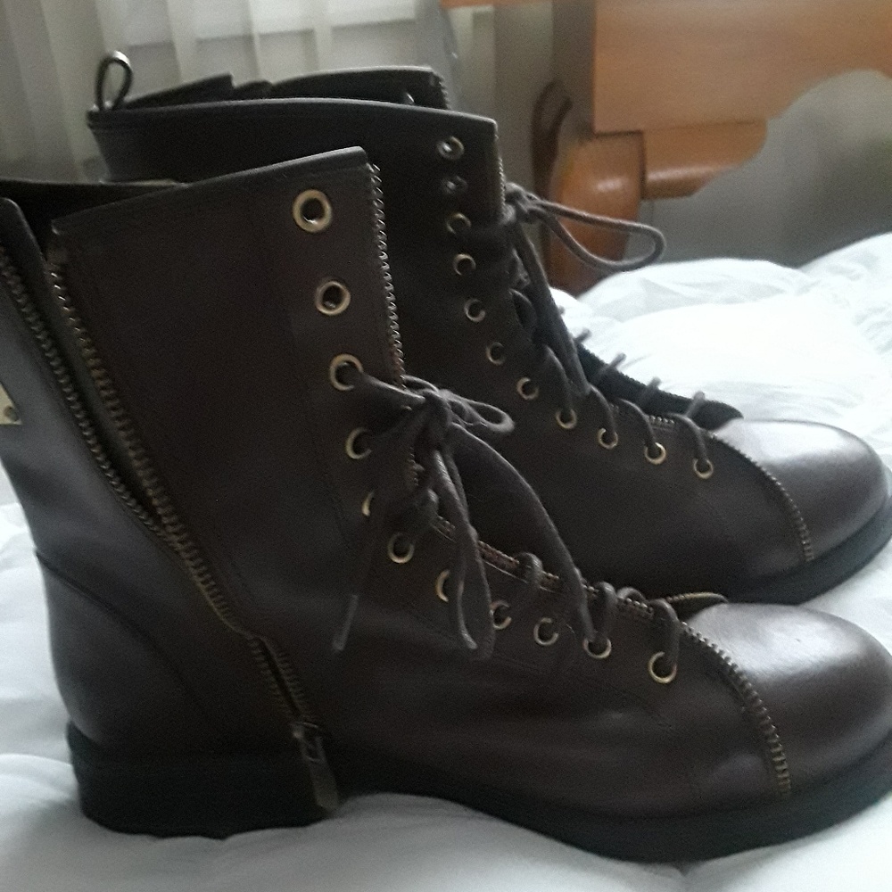 BCBG Combat Brown Leather Boots
